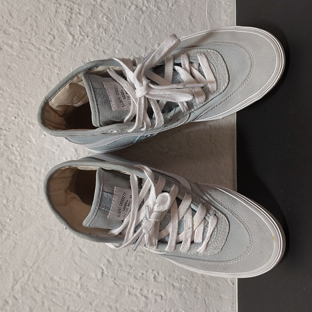 Vans Sneakers Mens Size 6 High Top Light Blue Suede/Canvas Skater Shoes Pop Cush - Picture 6 of 12